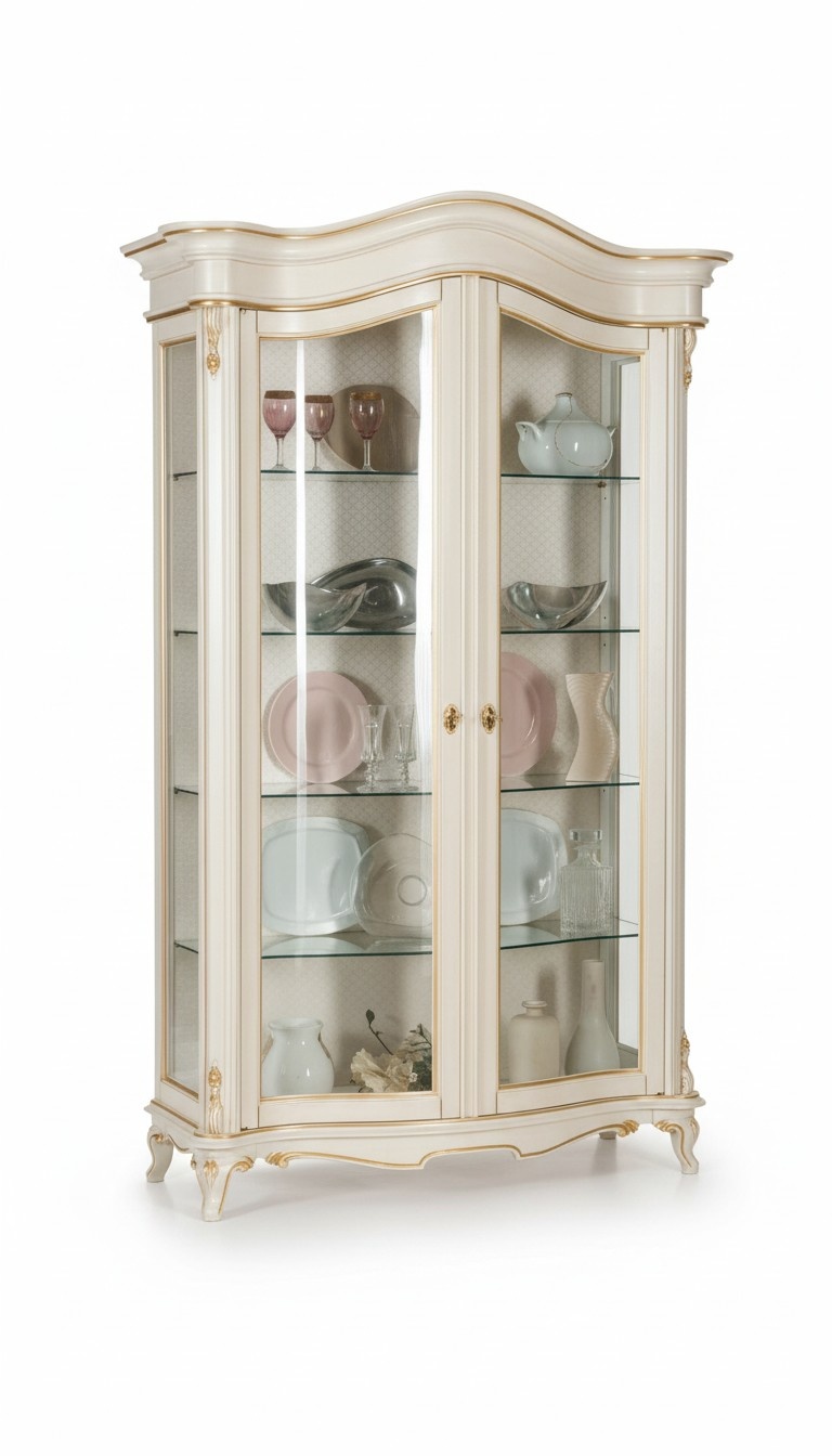 Vitrinen Glas Schrank Vitrine Wohnzimmer Holz Anrichte Italienische Möbel Regal; Neu.