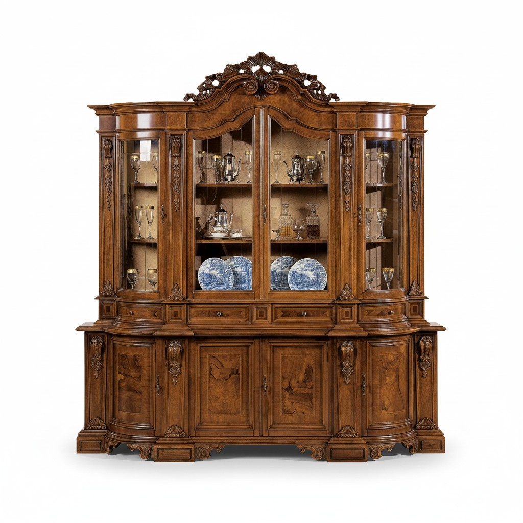 Vitrinen Holz Glas Schrank Echtholz Vitrine Wohnzimmer Möbel Anrichte