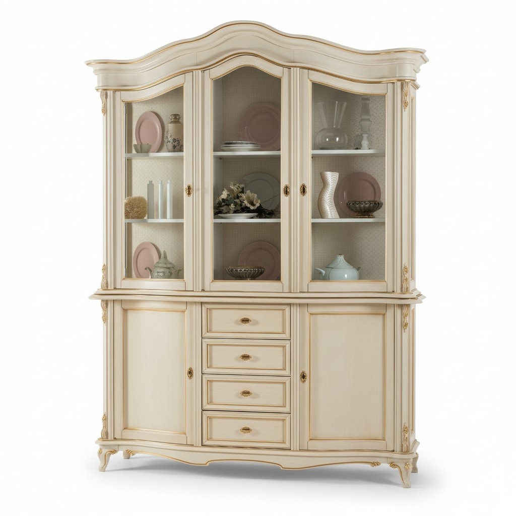 Vitrine Echtholz Sideboard Vitrine massiv Esszimmermöbel Massivholz neu