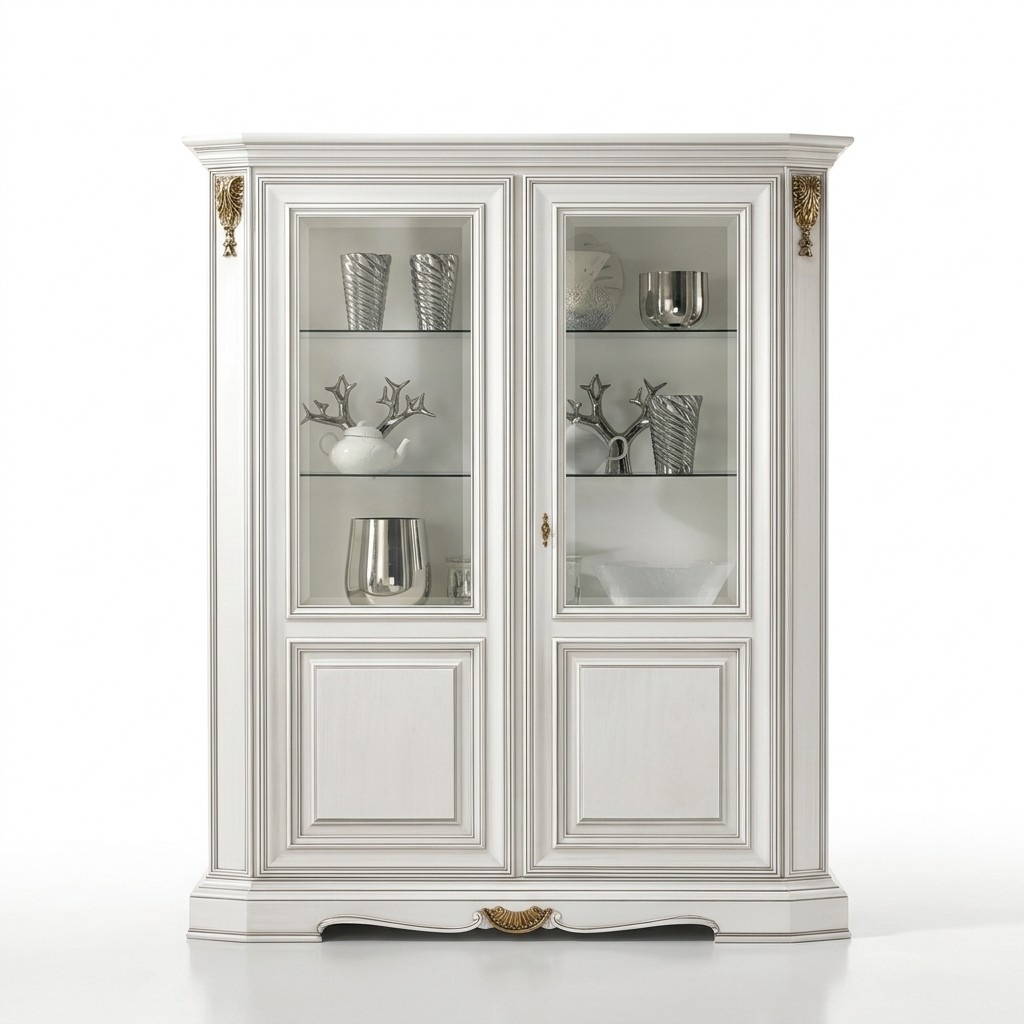 Vitrinen Wohnzimmer Weiß Schränke Anrichte Weiß hell Vitrine Schrank Klassische