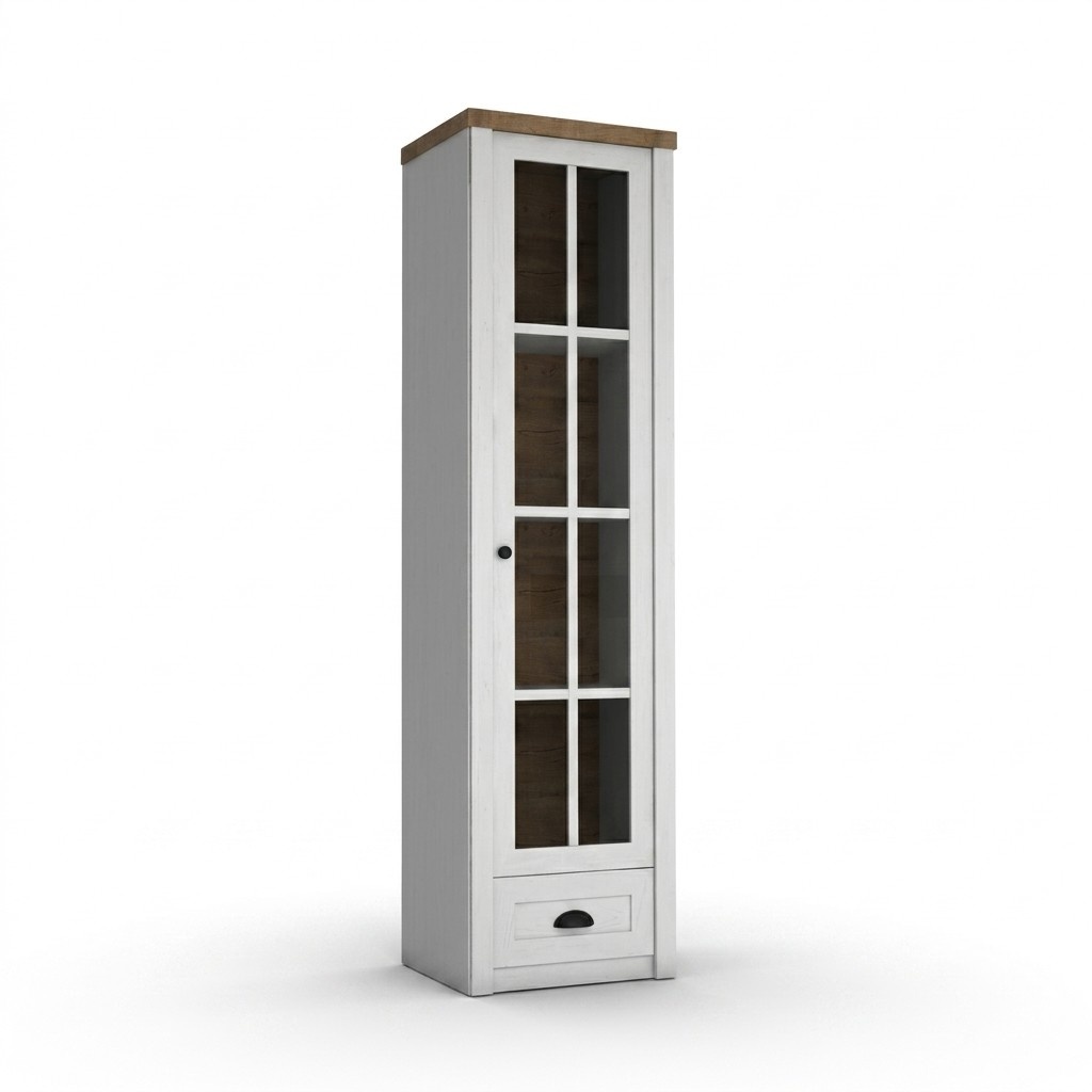 Vitrinenschrank aus Holz in Weiß modern eleganter Stil