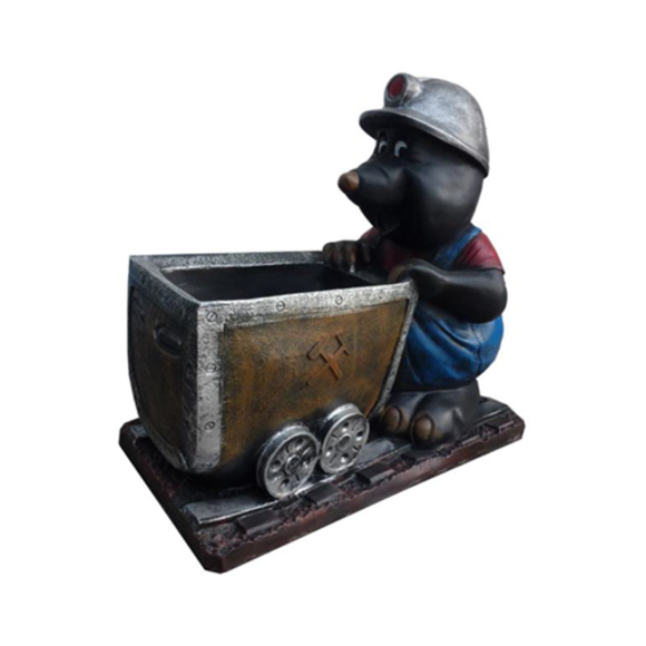 Blumentopf Maulwurf Garten Deko Figur Statue Skulptur Figuren Topf