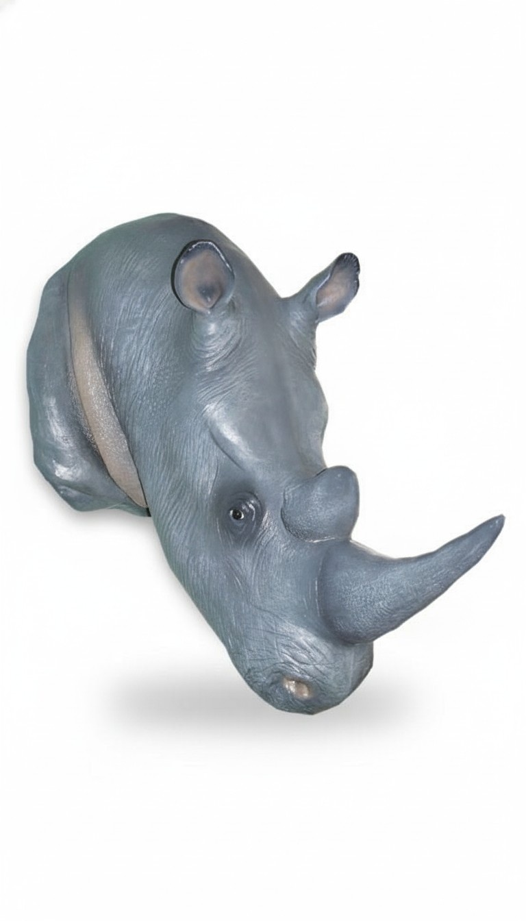 Wand Trophäe Kopf Nashorn Figur Statue Skulptur Figuren Skulpturen Garten