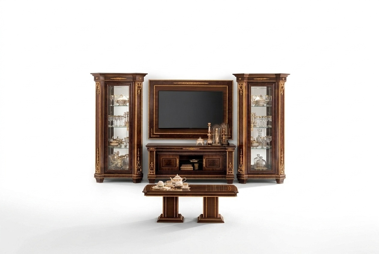 Wandschrank Wohnwand RTV Designer Möbel Wohnzimmer Vitrine Vitrinen