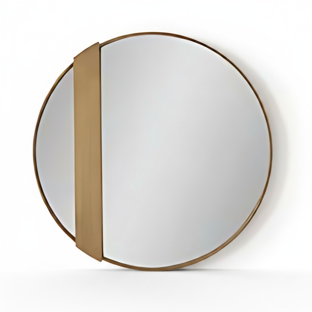 Wandspiegel mit rundem Glas eckigem Rahmen modern und stilvoll Spiegel