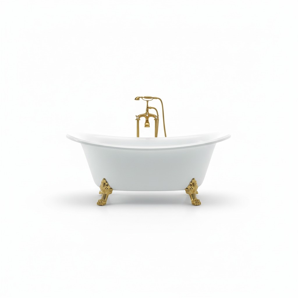 Wanne Standbadewanne Freistehende Badewanne Modern Gold Weiß Oval
