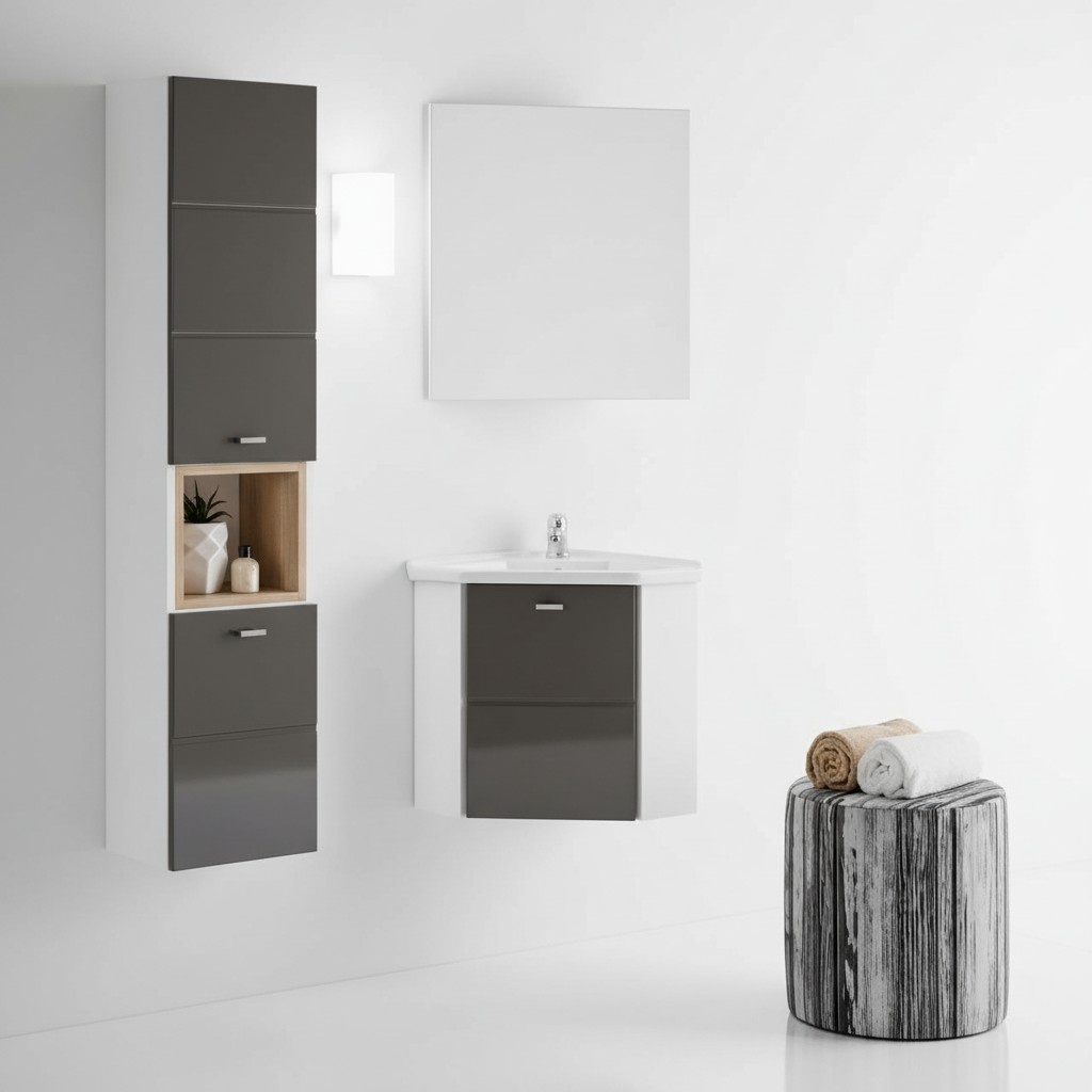 Waschplatz Badmöbel Badezimmer Eckwaschtisch Set Waschtisch Waschbecken 3-tlg.