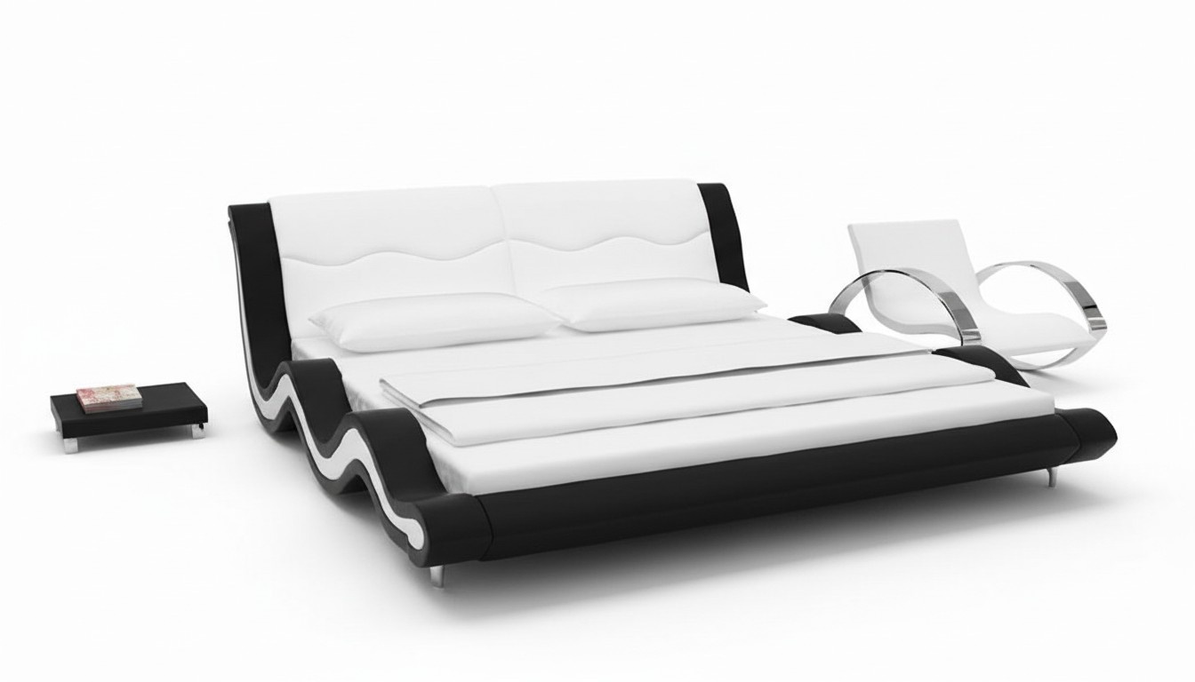 Wasserbett Komplett Lederbett Polsterbett mit Matratze Neu MORSKIE Bett Betten