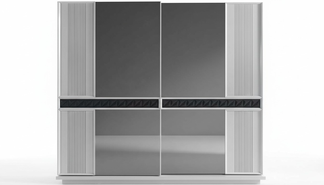 Weiß-Brauner Kleiderschrank Exklusiver Holzschrank Schlafzimmer Möbel