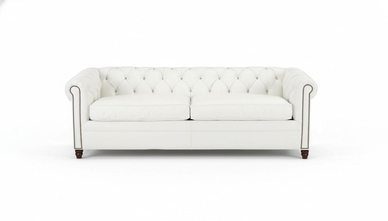 Weiß Chesterfield Modern Design Dreisitzer Couchen Leder Sofa Ledersofa Möbel