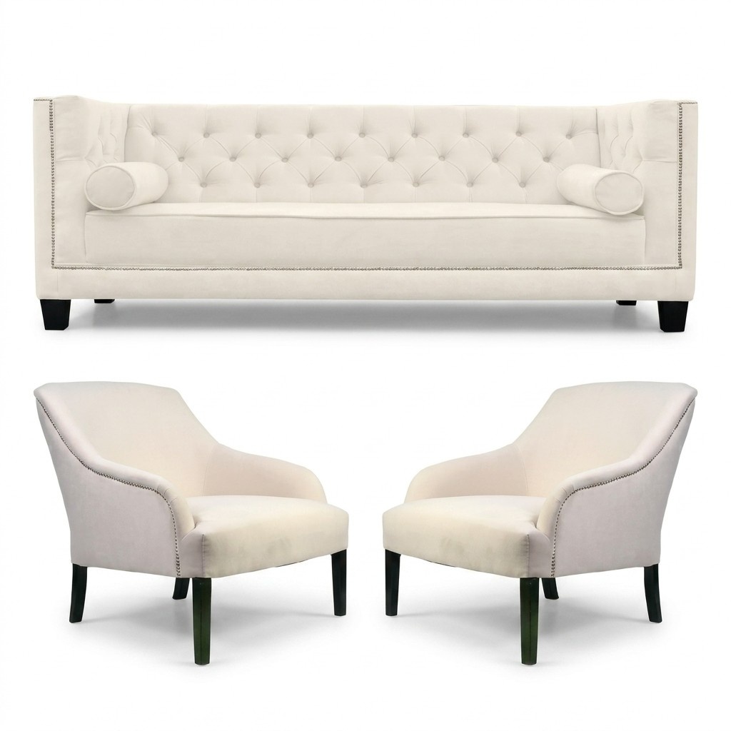 Weiß Chesterfield Sessel xxl Big Textil Stoff Couchen Kreative Möbel Neu Sofas