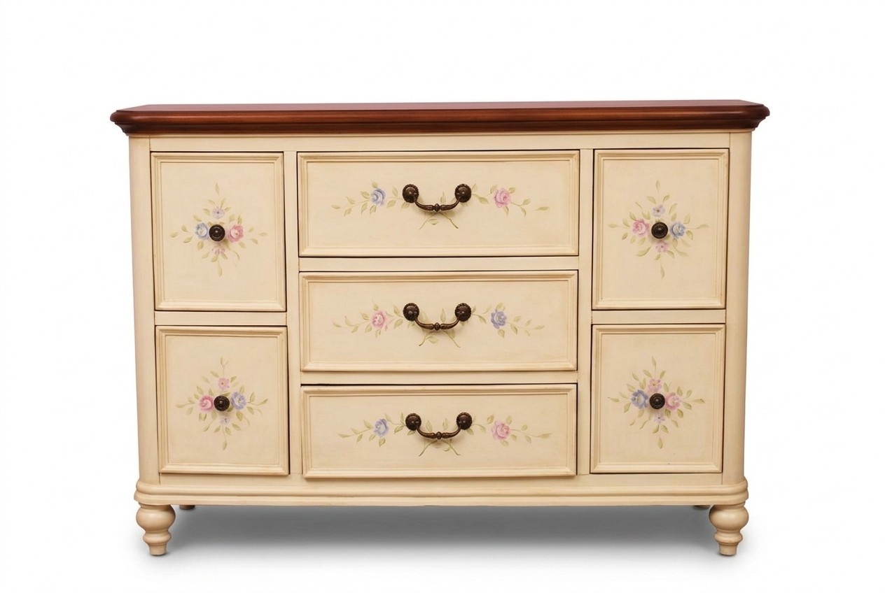 Weiß Design Wohnzimmer Kommode Sideboard Anrichte Kommoden Schrank Holz Landhaus