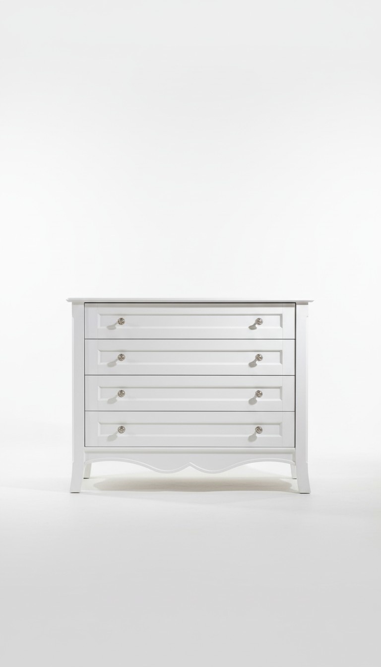 Weiße Holzkommode modern, eleganter Stauraum, zeitloses Design