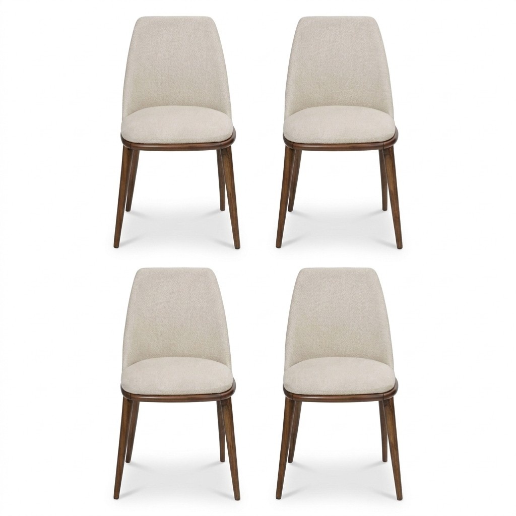 Weiße Stuhlgarnitur Designer 4x Küchenstühle Luxus Sitzmöbel Holzgestell