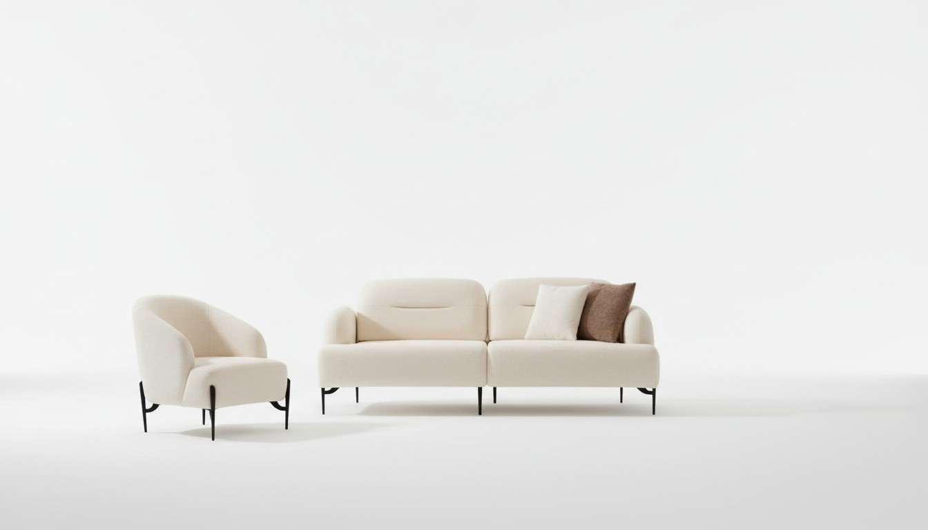 Weiße Wohnzimmer Designer Garnitur 3 Sitzer Polster Sessel 2tlg Set Neu