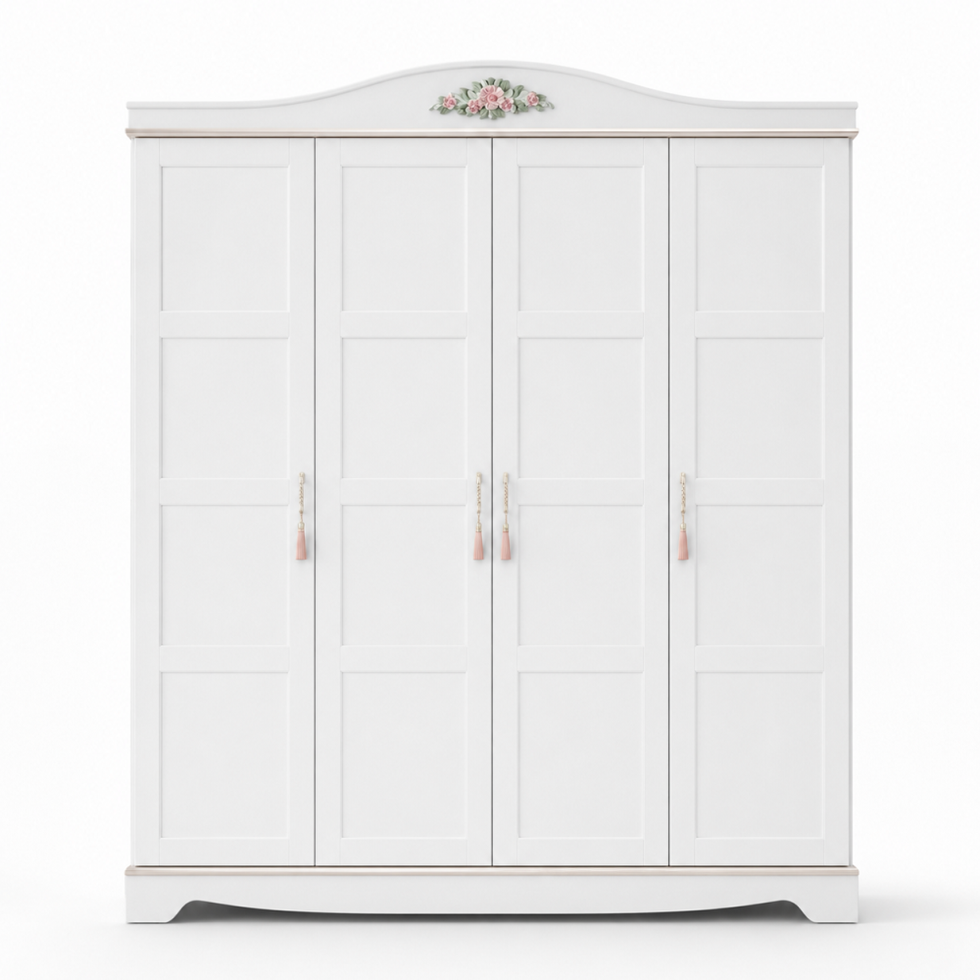 Weißer 4-Türiger Kleiderschrank Designer Holz Schrank Kinderzimmer Möbel