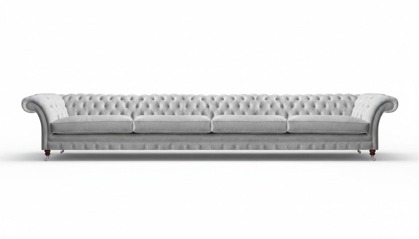 Weißer Chesterfield Polster Viersitzer Designer Textilsofa Edle Möbel