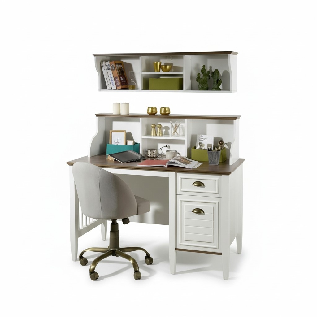 Weißer Holz-Schreibtisch im eleganten Stil für Büro und Homeoffice