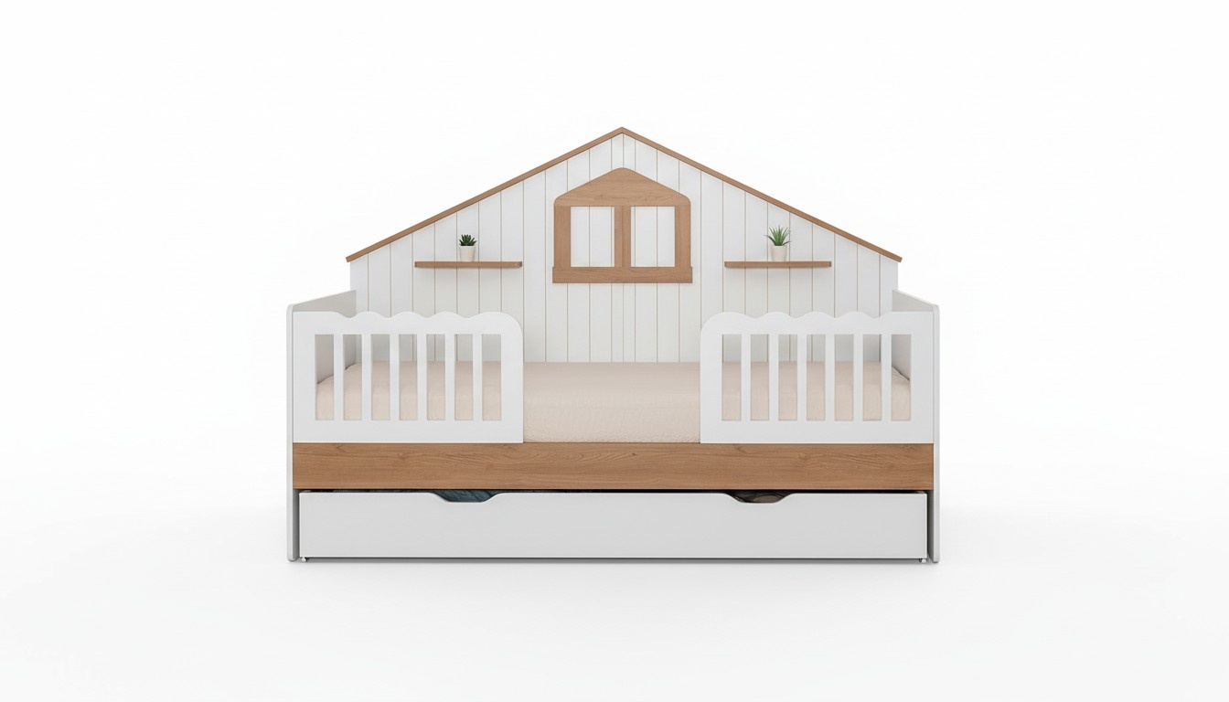 Weißer Kinder Hausbett Designer Holzbett Robuste Kinderzimmer Möbel