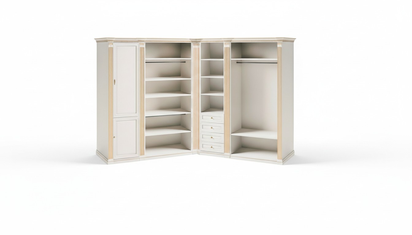 Weißer Stilvoller Eckschrank Massivholz Exklusive Schlafzimmer Möbel