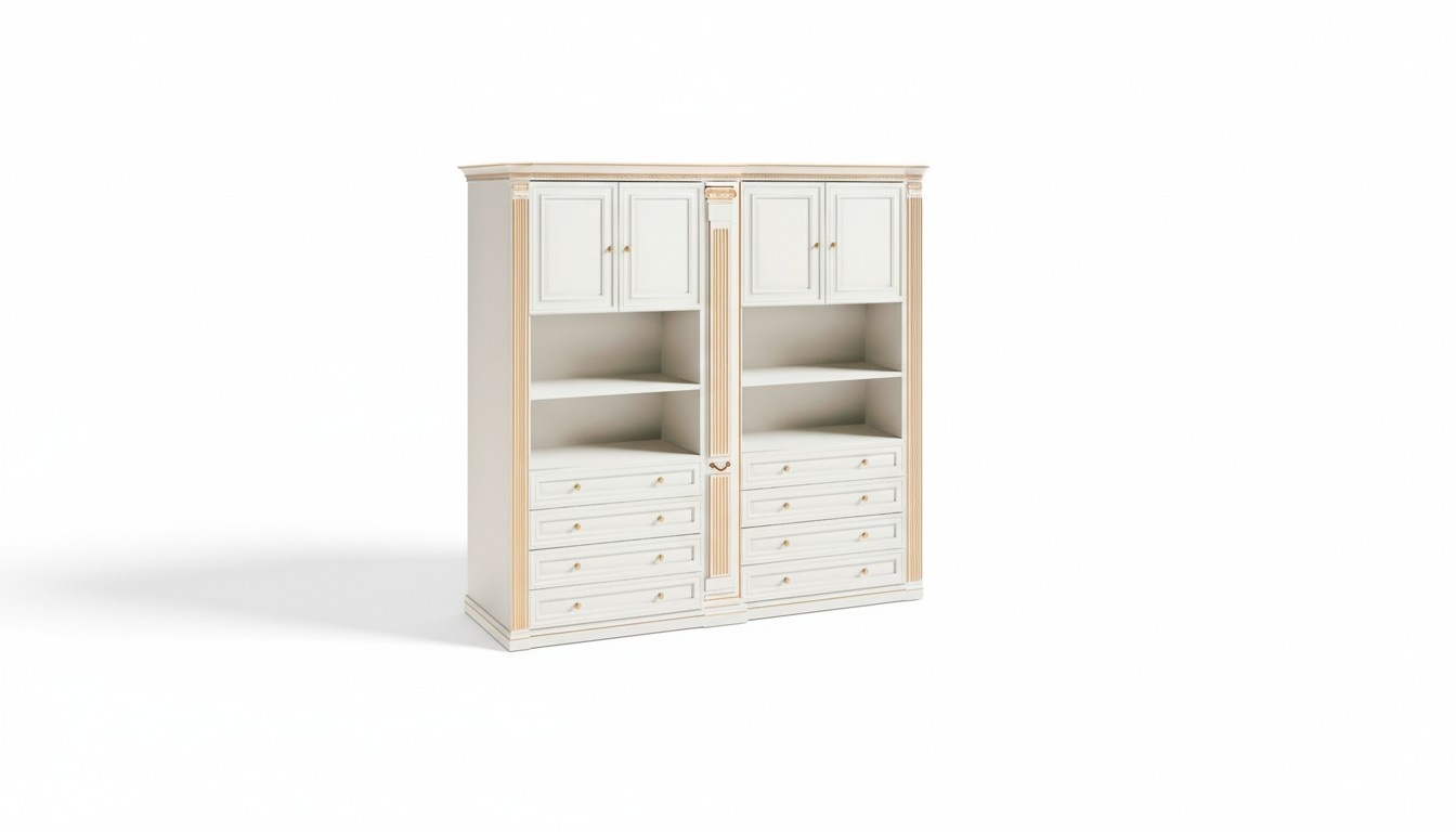 Weißer Stilvoller Schlafzimmer Kleiderschrank Massivholzmöbel Luxusmöbel