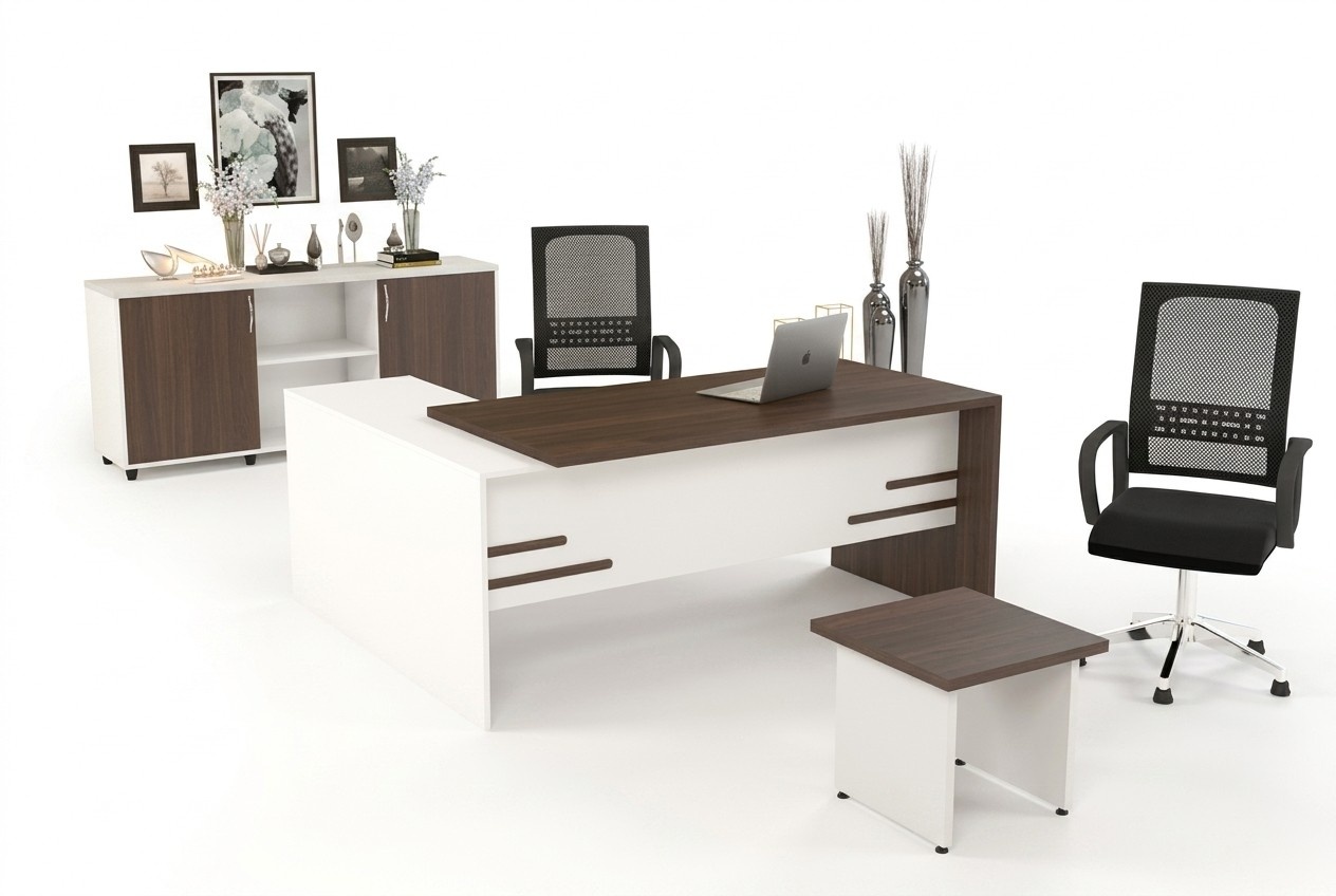 Weißes Büro Set Luxus Arbeitszimmer Einrichtung Komplettes Set 3tlg