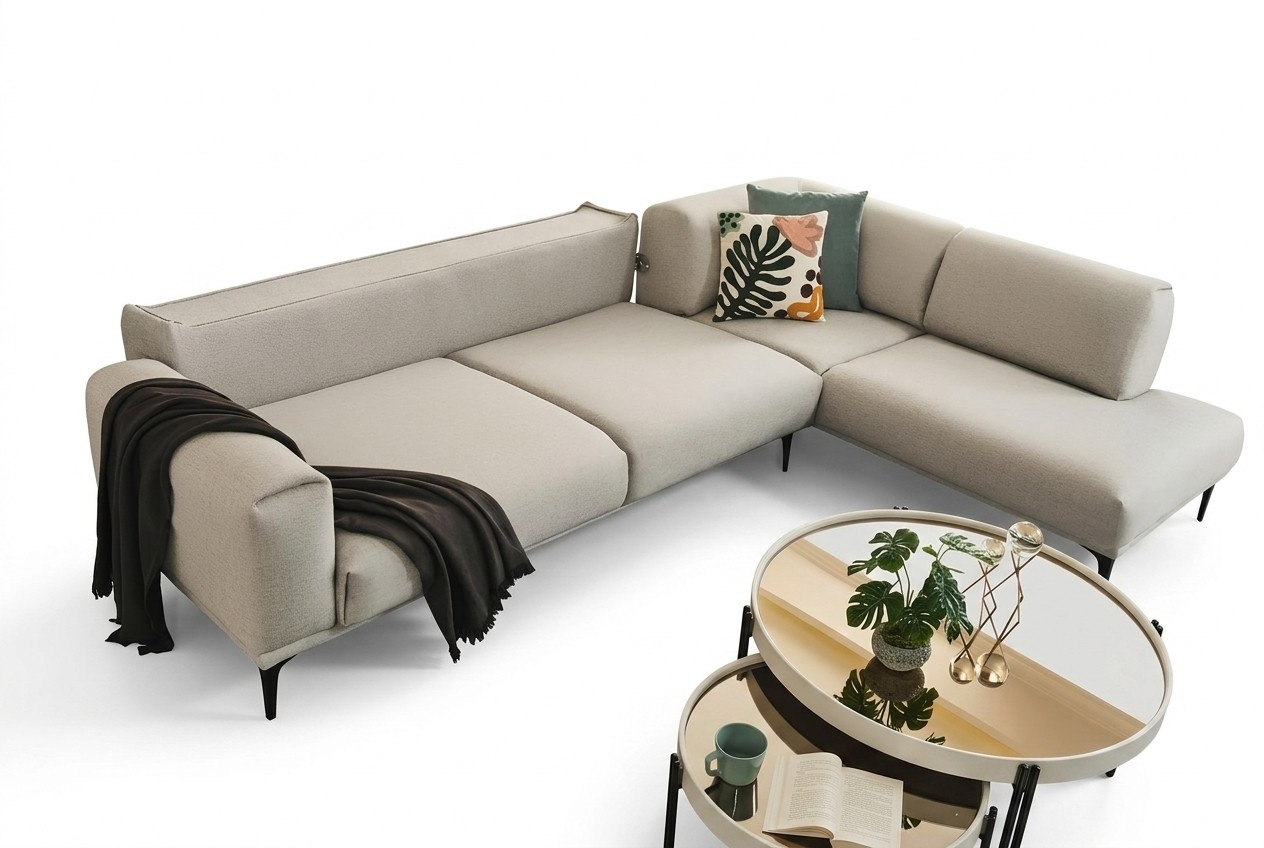 Weißes Ecksofa L-Form Designer Couch Polstersofas Wohnzimmer Möbel Neu