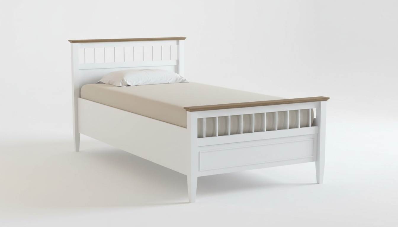 Weißes Holzbett im eleganten Design