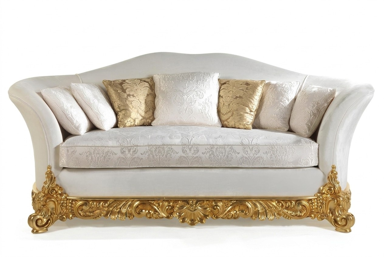 Weißes Sofa klassisches Dreisitzer Sofas Wohnzimmer Textil Couches 3 Sitze
