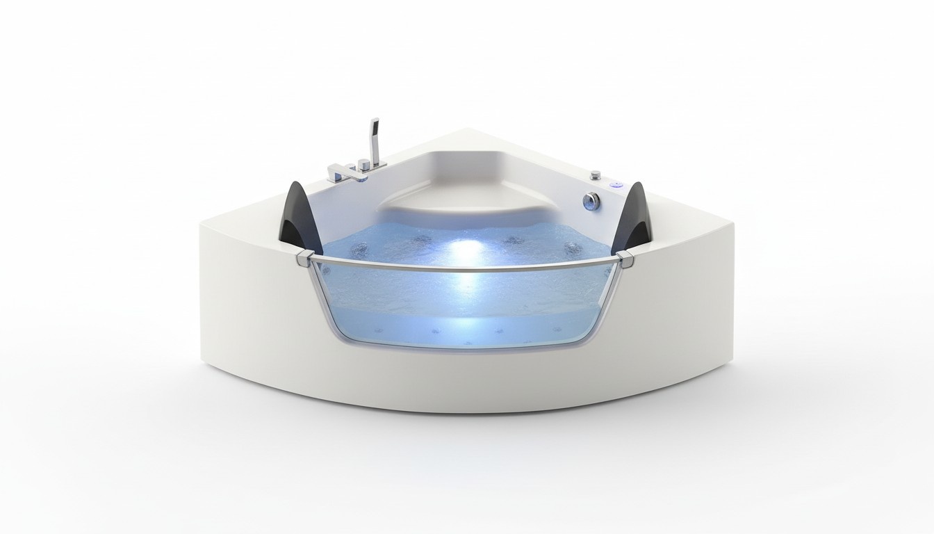 Whirlpool Badewanne Glas LED Licht Armaturen Eckbadewanne Wanne Badewanne