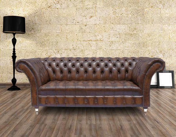 3 Sitzer Chesterfield Poster Sofa Couch Leder Textil Stoff Sofas Neu William III