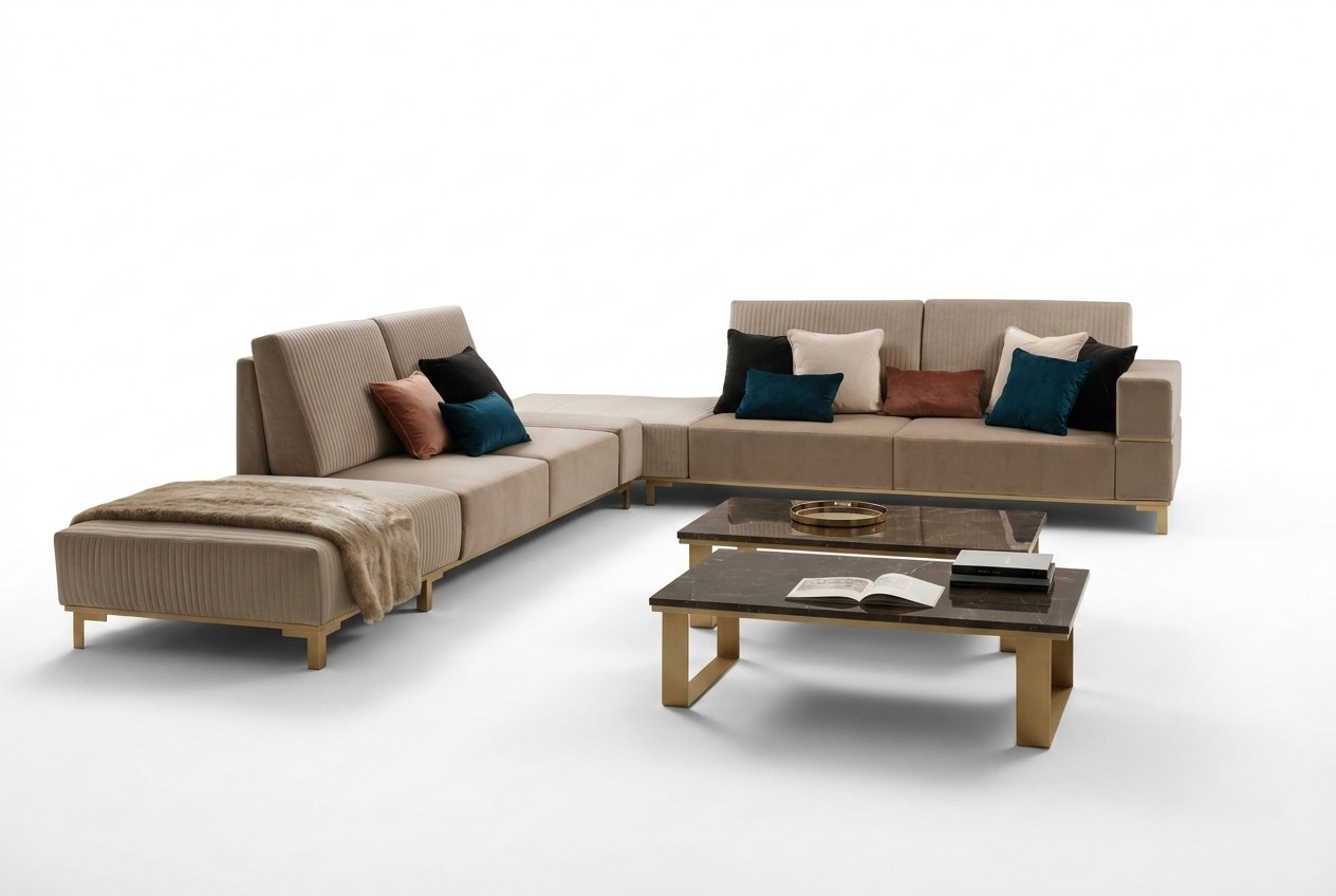 Wohnlandschaft Couch Polster Textil Stoff Leder Sitz Garnitur Eck Ecksofa L-Form