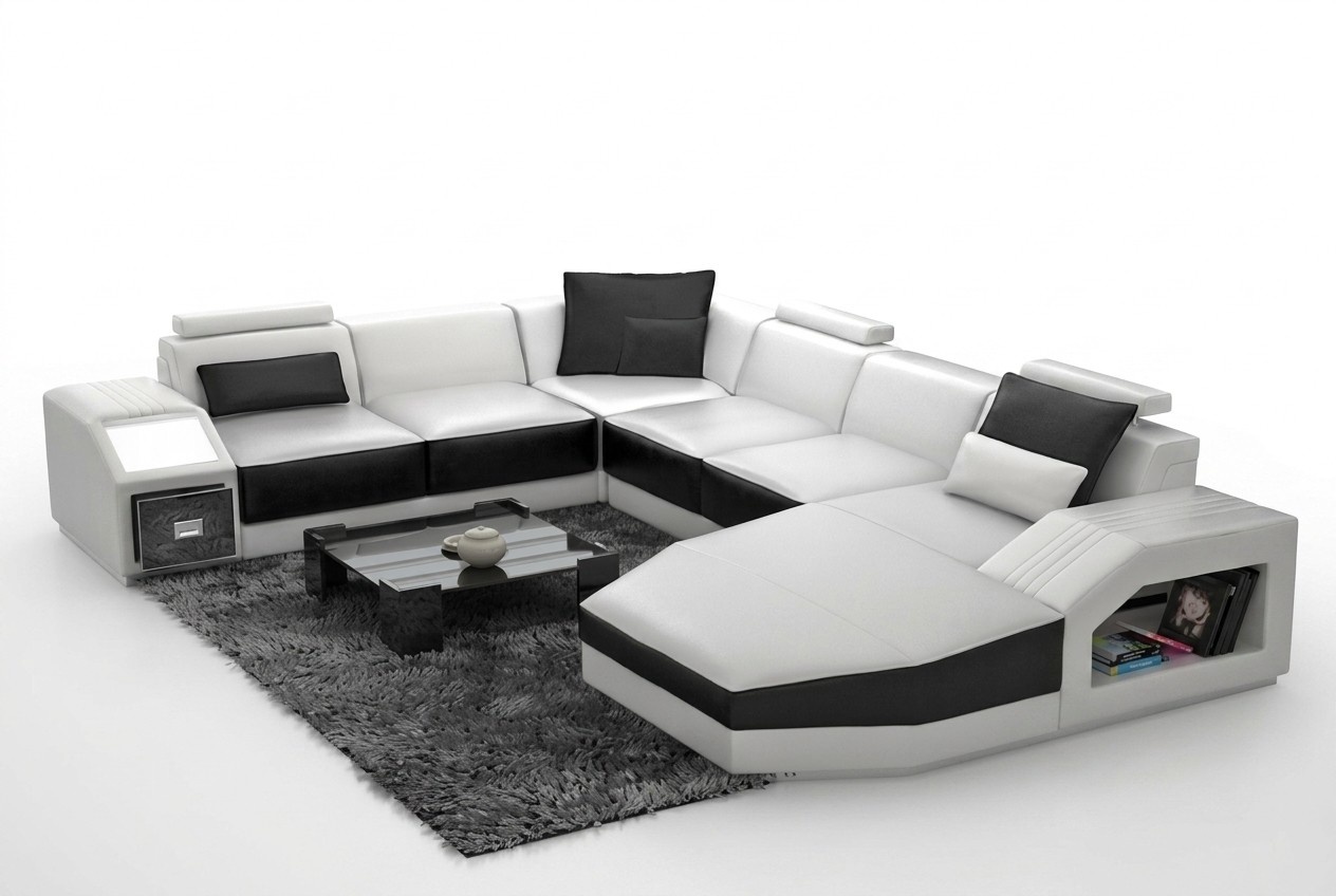 Wohnlandschaft Ecksofa Design Sofa Couch Polster Sitz Ecke U Form Weiß PHM110