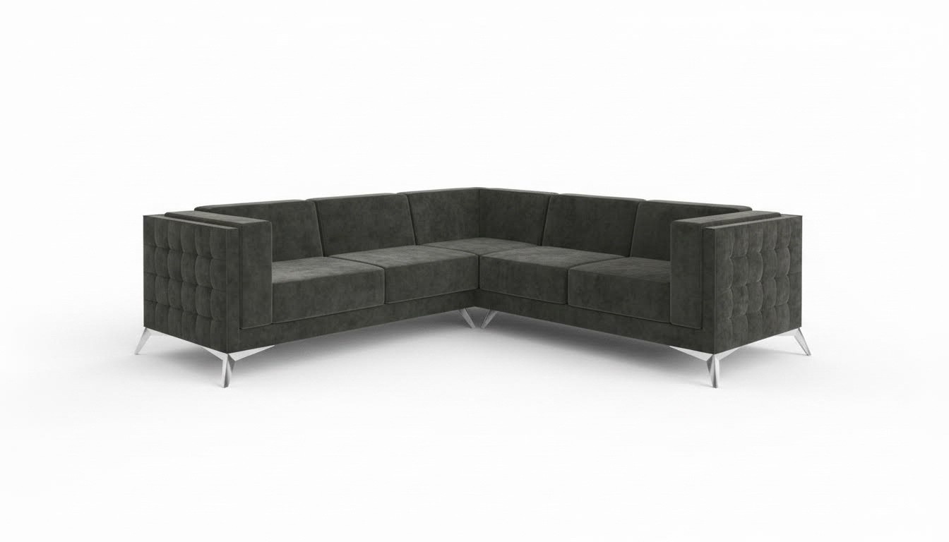 Wohnlandschaft Ecksofa L-Form Sofa Couch Design Couch Textil Modern Polster Grau