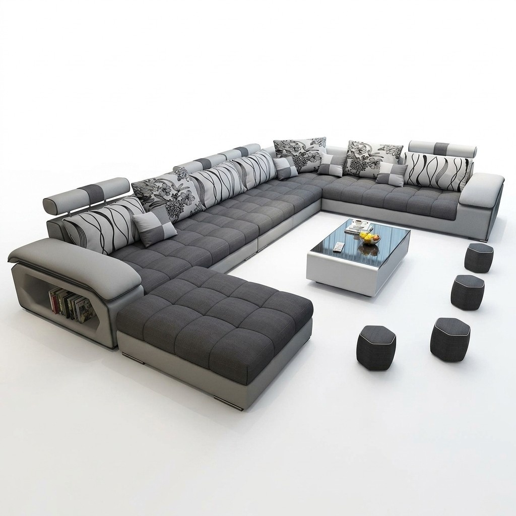 Wohnlandschaft Ecksofa UForm Sofa Couch Leder Design Couch Textil Modern Sofas