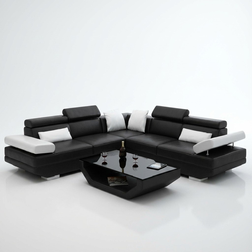 Wohnlandschaft Polster Ecke Eck Sofa mit USB Garnitur Landschaft Leder AlfredB