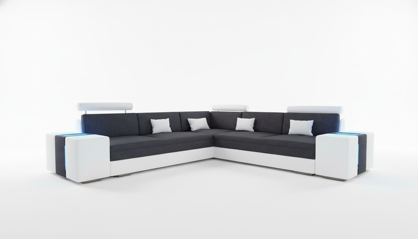 Wohnlandschaft Eck Polster Stoff Textil Leder Garnitur Couchen Sofas Sofa Couch