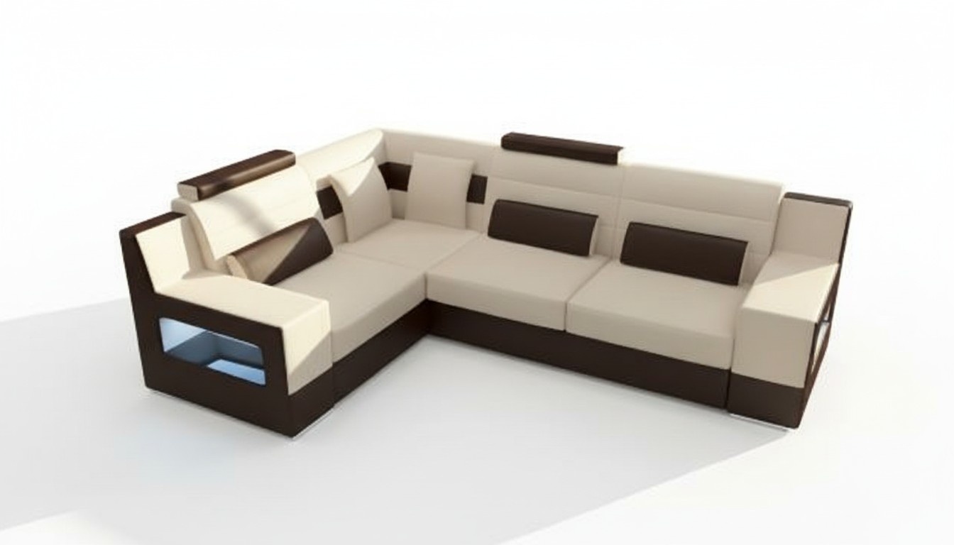 Wohnlandschaft Sofa USB Polster Ecke Ecksofa Garnitur Massfertigung Leder Sofa