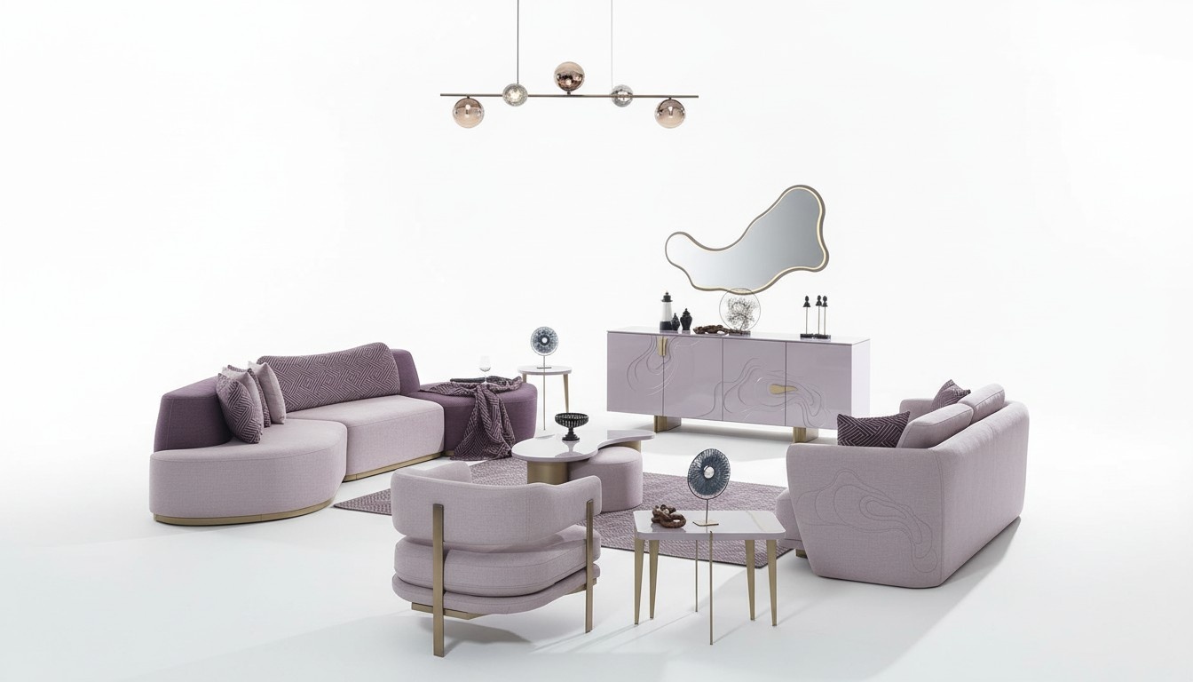 Wohnlandschaft Sofagarnitur Große Rosa Stoffsofas Modern Set 5tlg Sofa