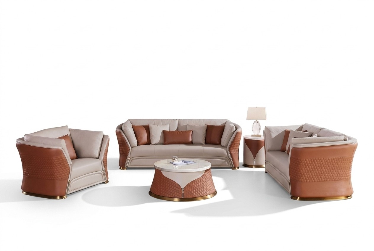 Wohnlandschaft Sofas Couch Polster Sofa 3 Sitzer Garnitur Ledersofa Modern Neu