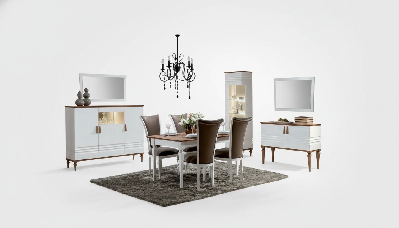 Wohnraum- und Esszimmermöbel Essbereich Wohnraum-Ensemble Kommode Tisch Stühle