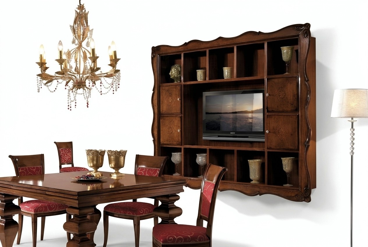 Wohnzimmer Wandschrank Vitrine Holz Wohnzimmermöbel TV Schrank Wand Design Neu