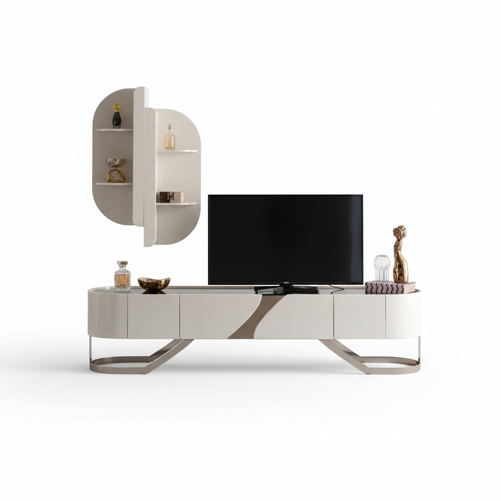 Wohnwand Sideboard Wandregal Fernsehschrank Lowboard TV Verspiegelt