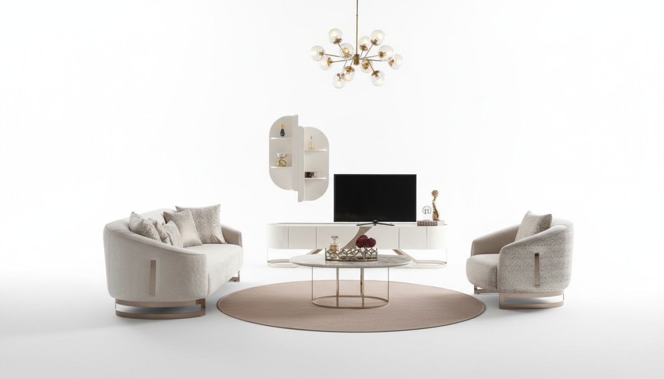 Wohnwand Sideboard Wandregal Sessel Sofa 3 Sitzer Couchtisch Wohnzimmer