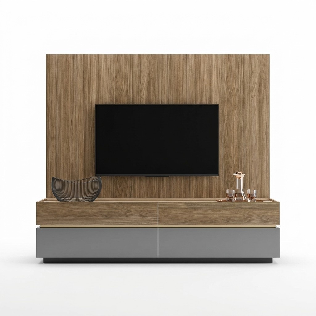 Wohnwand TV Wand Holz Stil Modern Wohnzimmer Möbel TV-Ständer neu Einrichtung