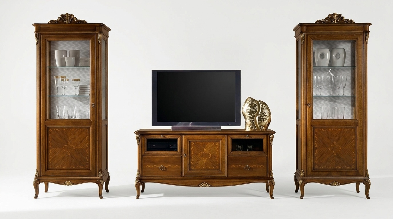 Wohnzimmer 2x Vitrine Wohnzimmer Schränke Design tv Modern Vitrinen Set 3tlg