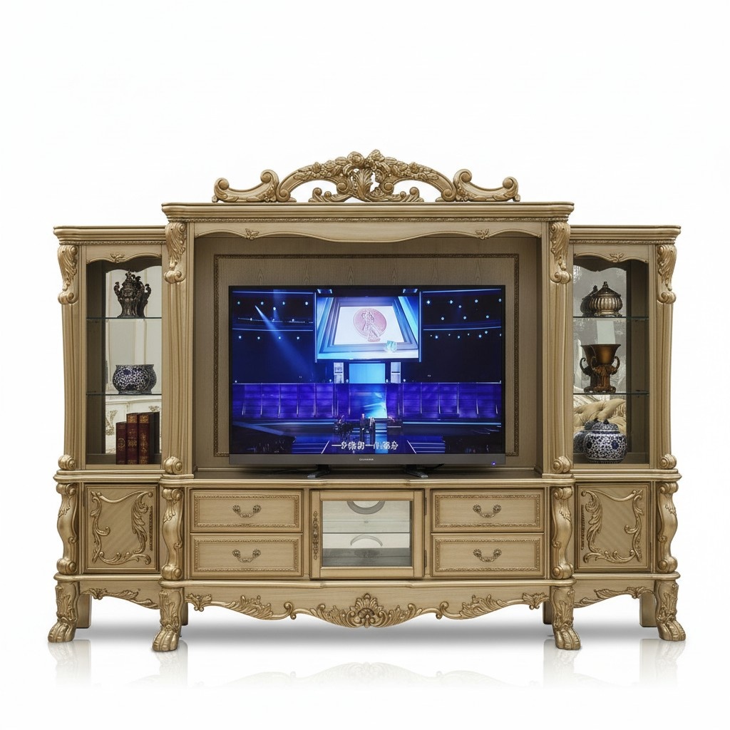 Wohnzimmer Anbau Medien Wand Fernsehwand Fernsehschrank Wohnwand Barock Rokoko