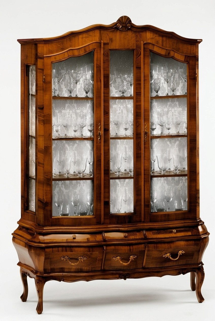 Wohnzimmer Anrichte mit 3 Schubladen und Glastüren Esszimmer Anrichte Massivholz