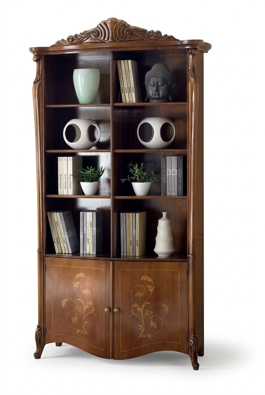 Wohnzimmer Bücherregal Klassische braune Möbel Holzregale