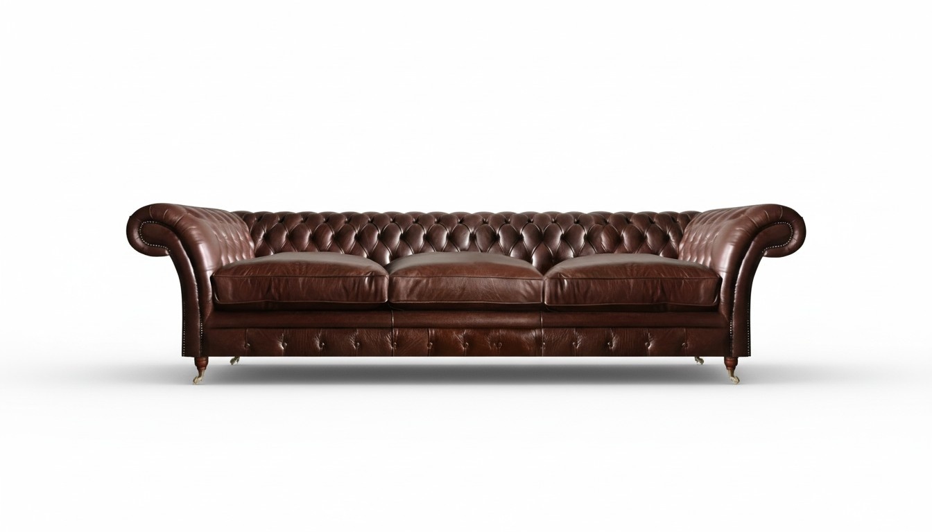 Wohnzimmer Chesterfield Leder Sofa Dreisitzer Couch Design Braun Sofas